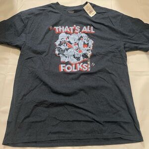 Gray Graphic T-Shirt with Cartoon Characters